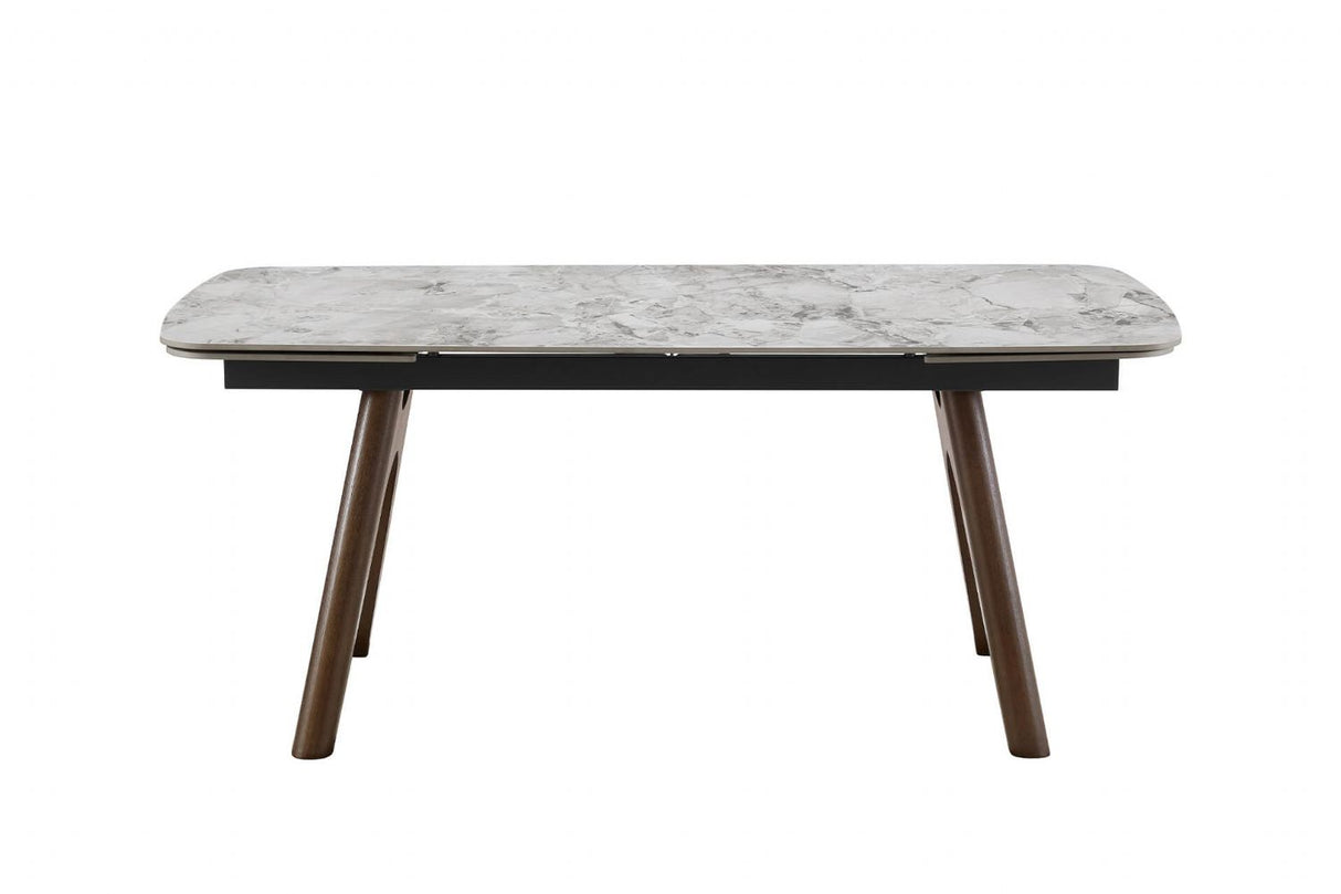 Grey Marble Effect Large Extending Dining Table 180 to 260cm