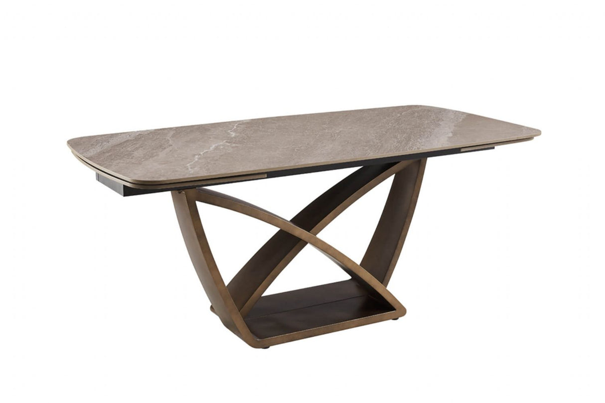 Brown Marble Effect Large Extending Dining Table 180 260cm