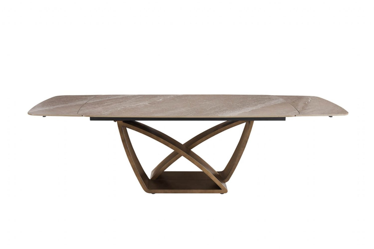 Brown Marble Effect Large Extending Dining Table 180 260cm