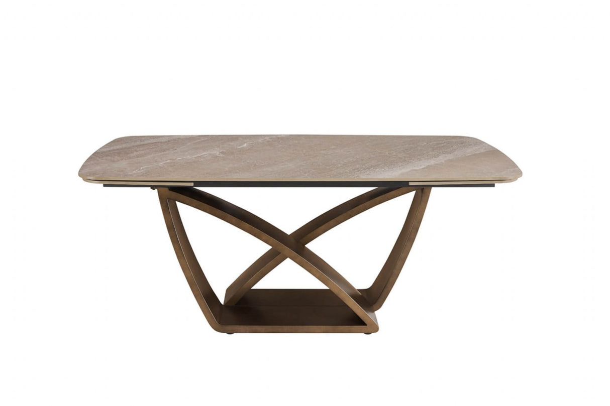 Brown Marble Effect Large Extending Dining Table 180 260cm