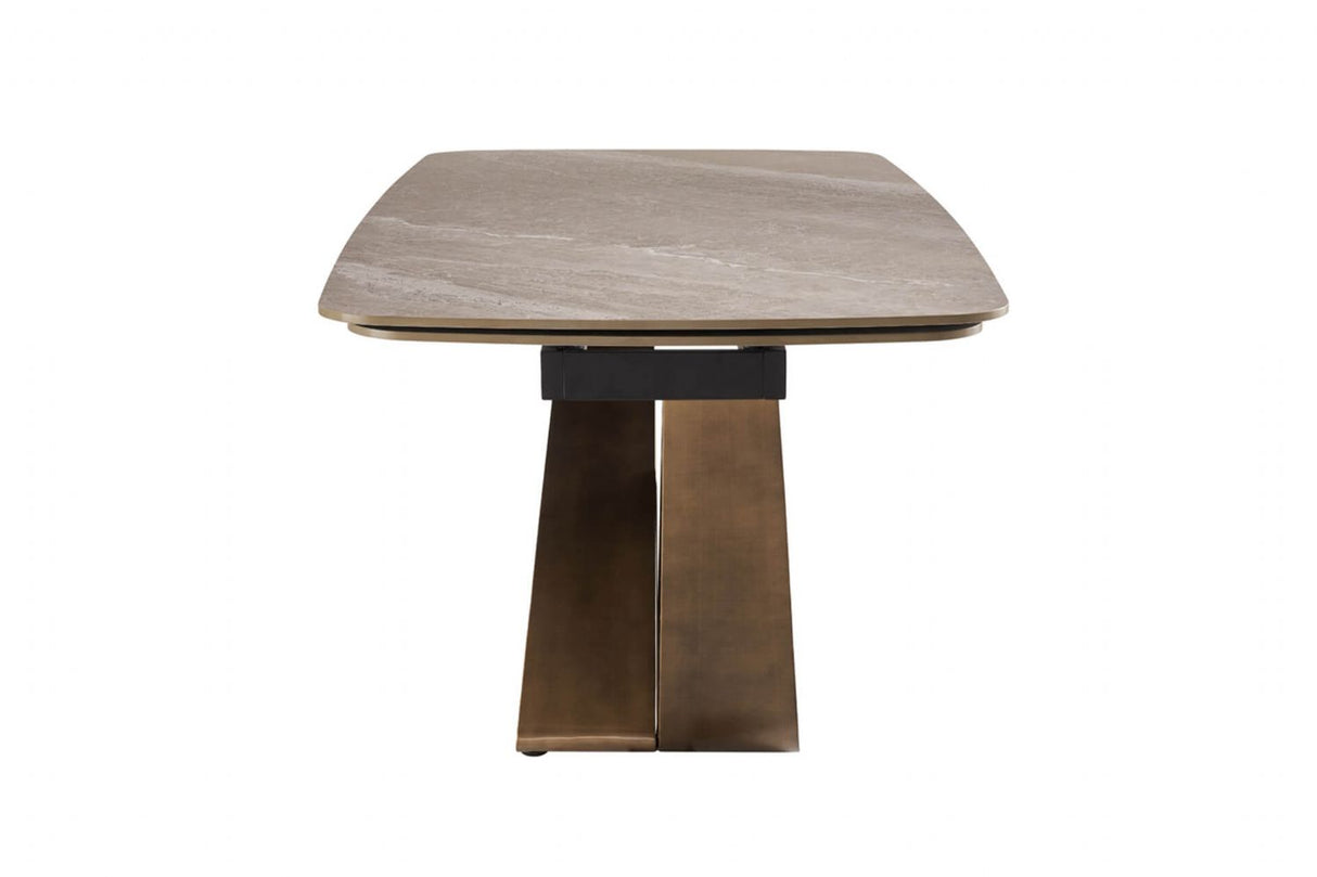Brown Marble Effect Large Extending Dining Table 180 260cm