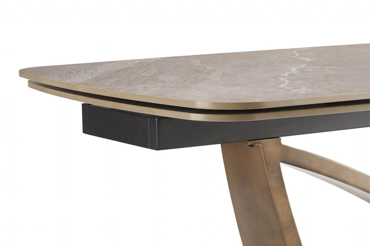 Brown Marble Effect Large Extending Dining Table 180 260cm