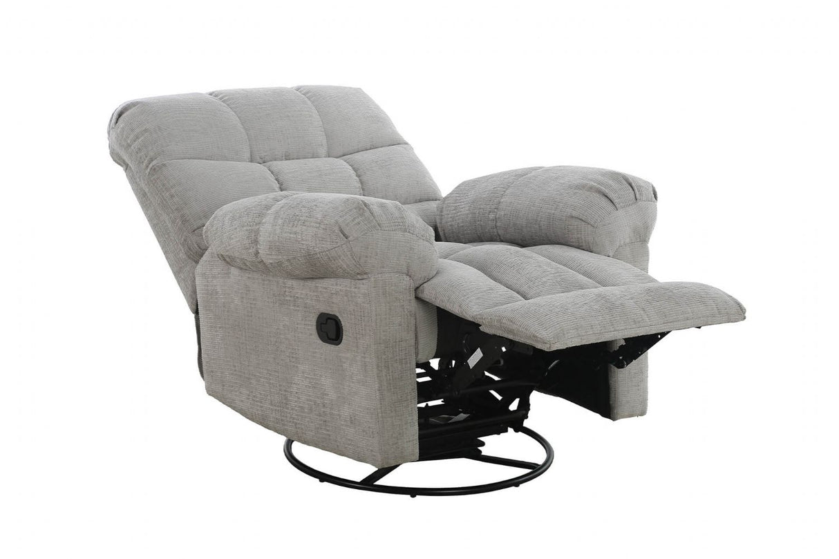 Grey Textured Fabric Manual Glider Swivel Recliner Chair