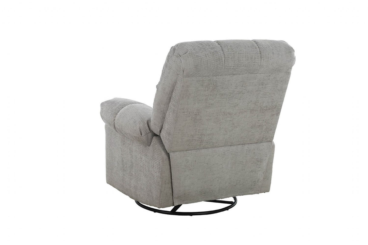 Grey Textured Fabric Manual Glider Swivel Recliner Chair
