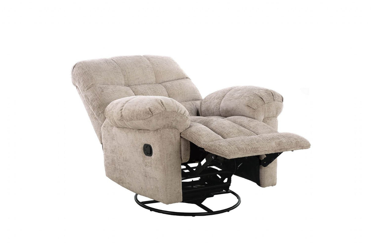 Latte Textured Fabric Glider Swivel Recliner Chair