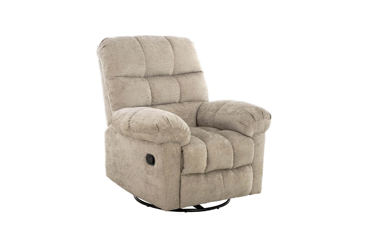 Latte Textured Fabric Glider Swivel Recliner Chair