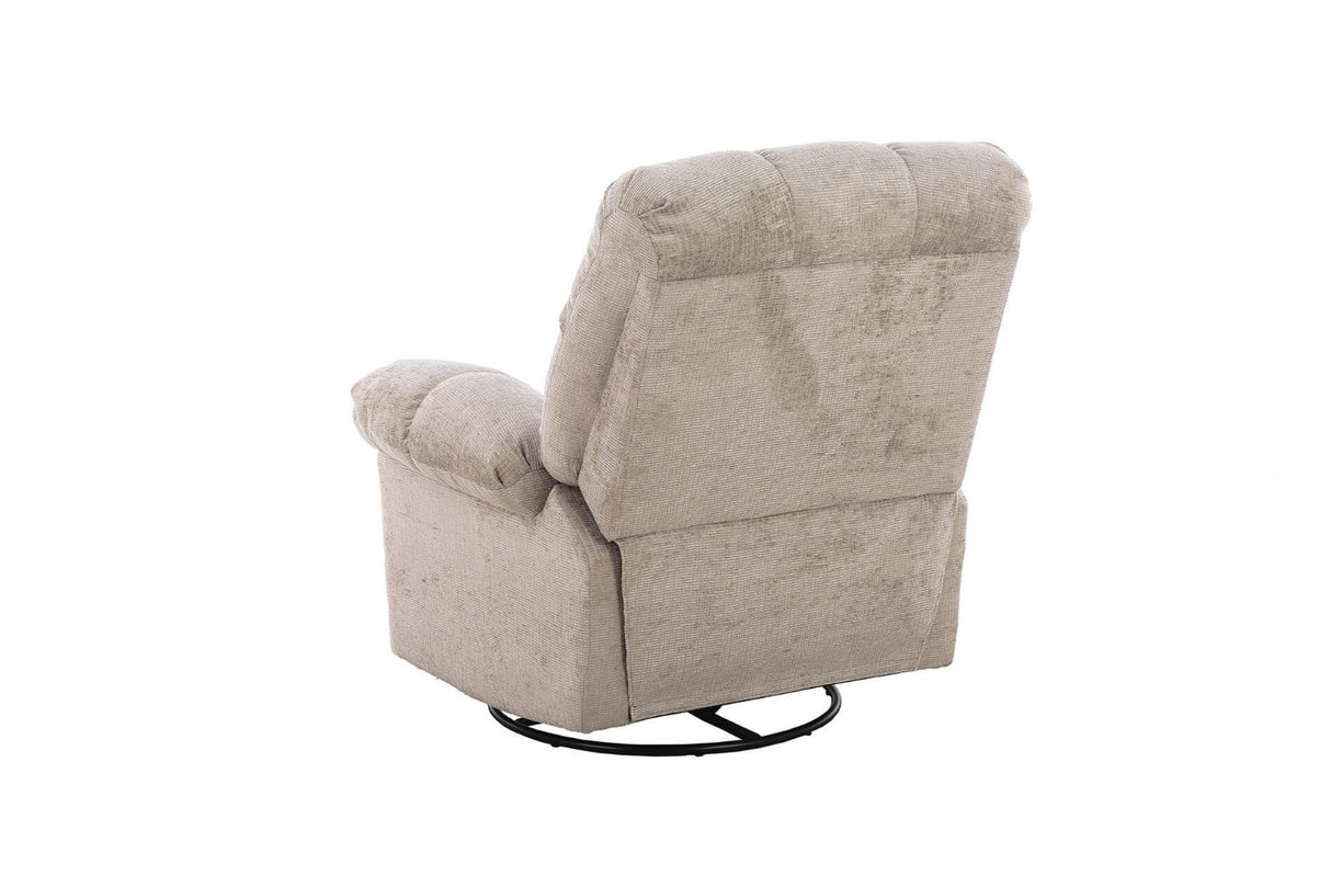 Latte Textured Fabric Glider Swivel Recliner Chair
