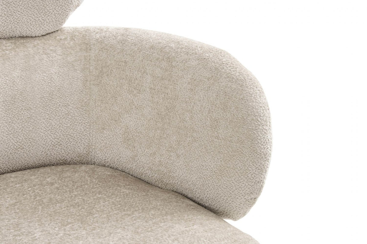 Beige Fabric Upholstered Swivel Dining Chair with Powder Coated Legs