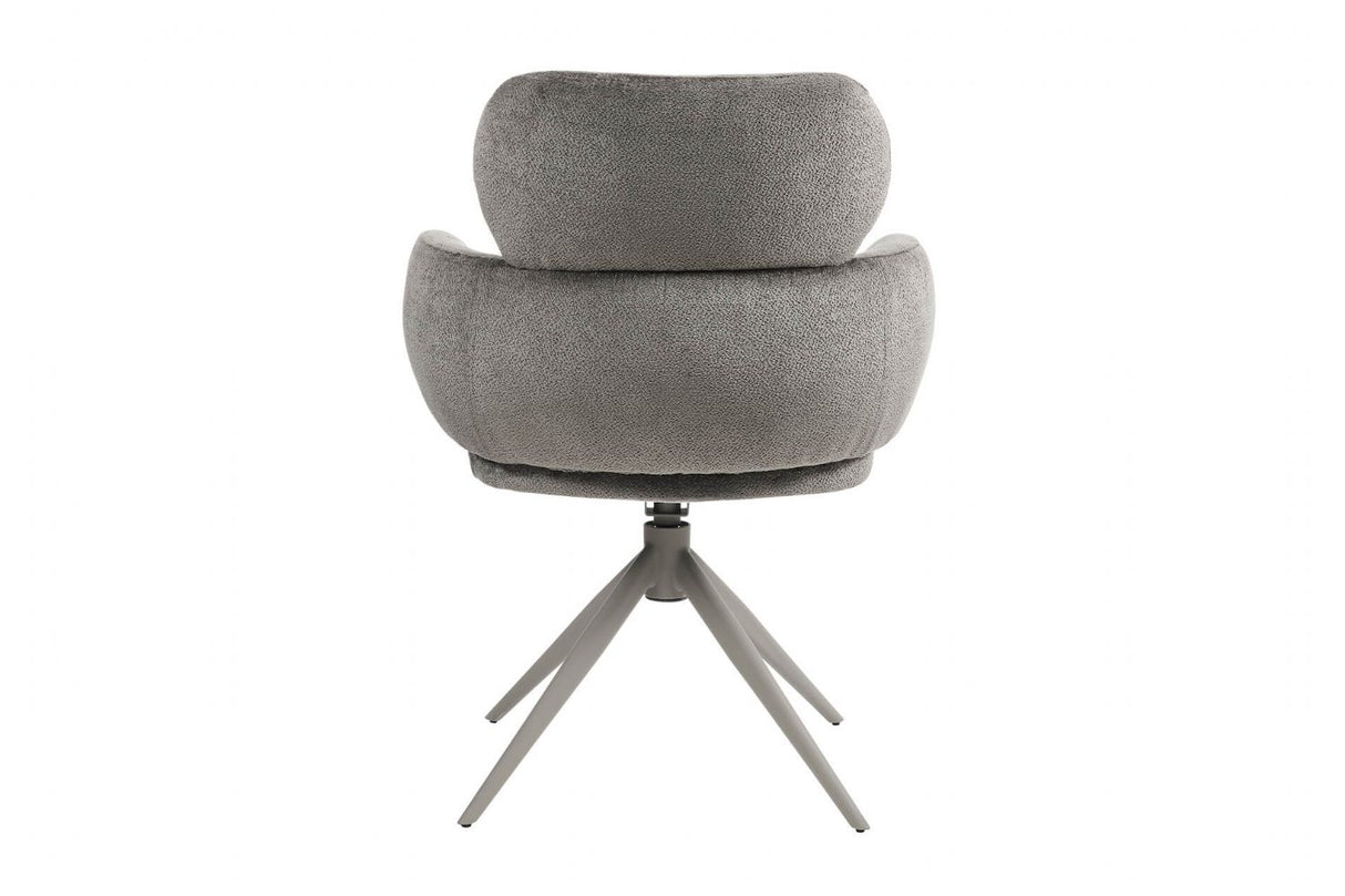 Grey Mocha Fabric Upholstered Swivel Dining Chair with Powder Coated Legs
