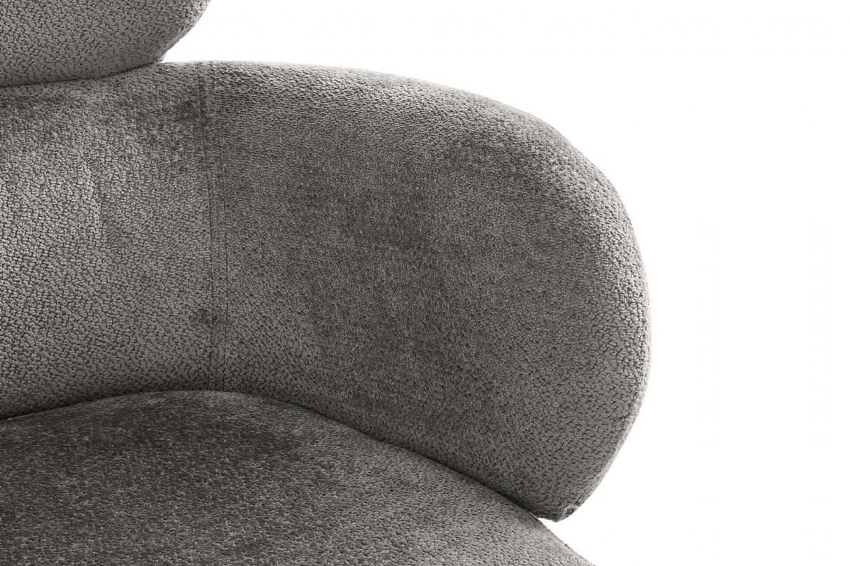 Grey Mocha Fabric Upholstered Swivel Dining Chair with Powder Coated Legs