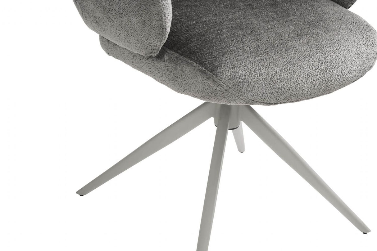 Grey Mocha Fabric Upholstered Swivel Dining Chair with Powder Coated Legs