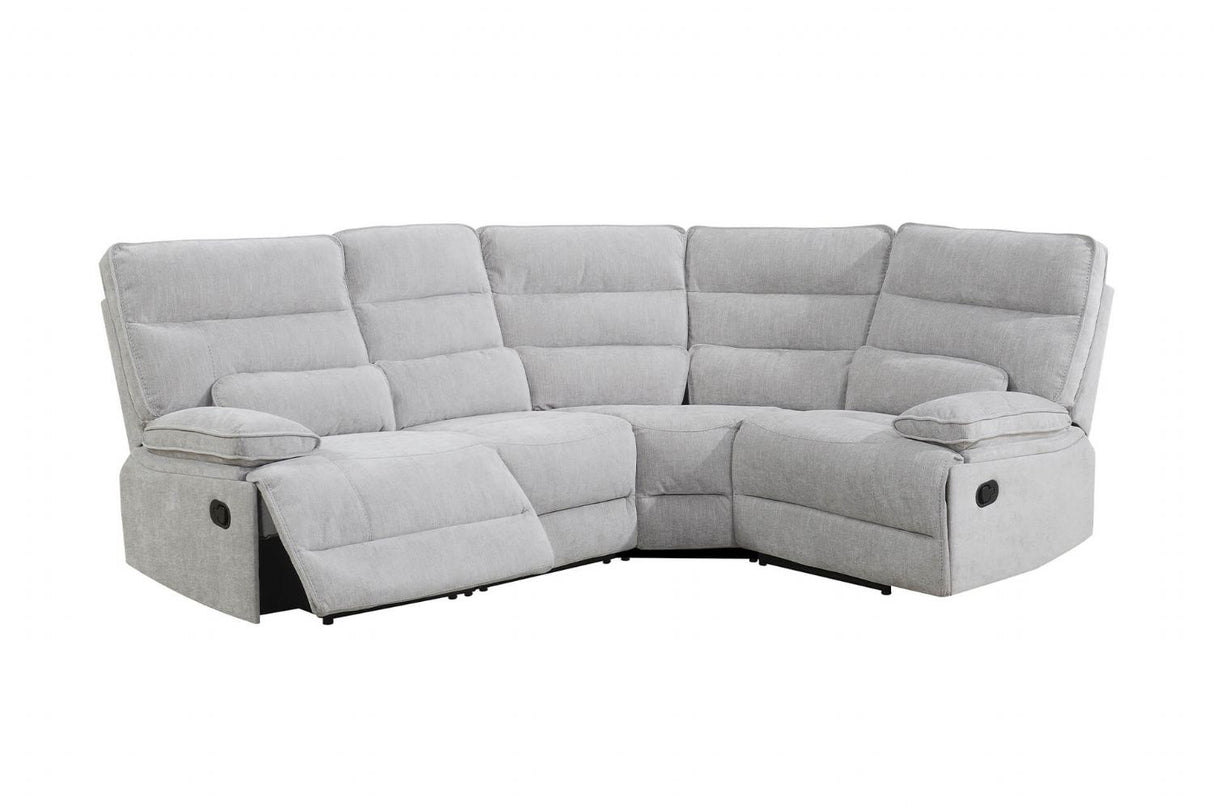 Grey Fabric Large Corner Manual Recliner Sofa