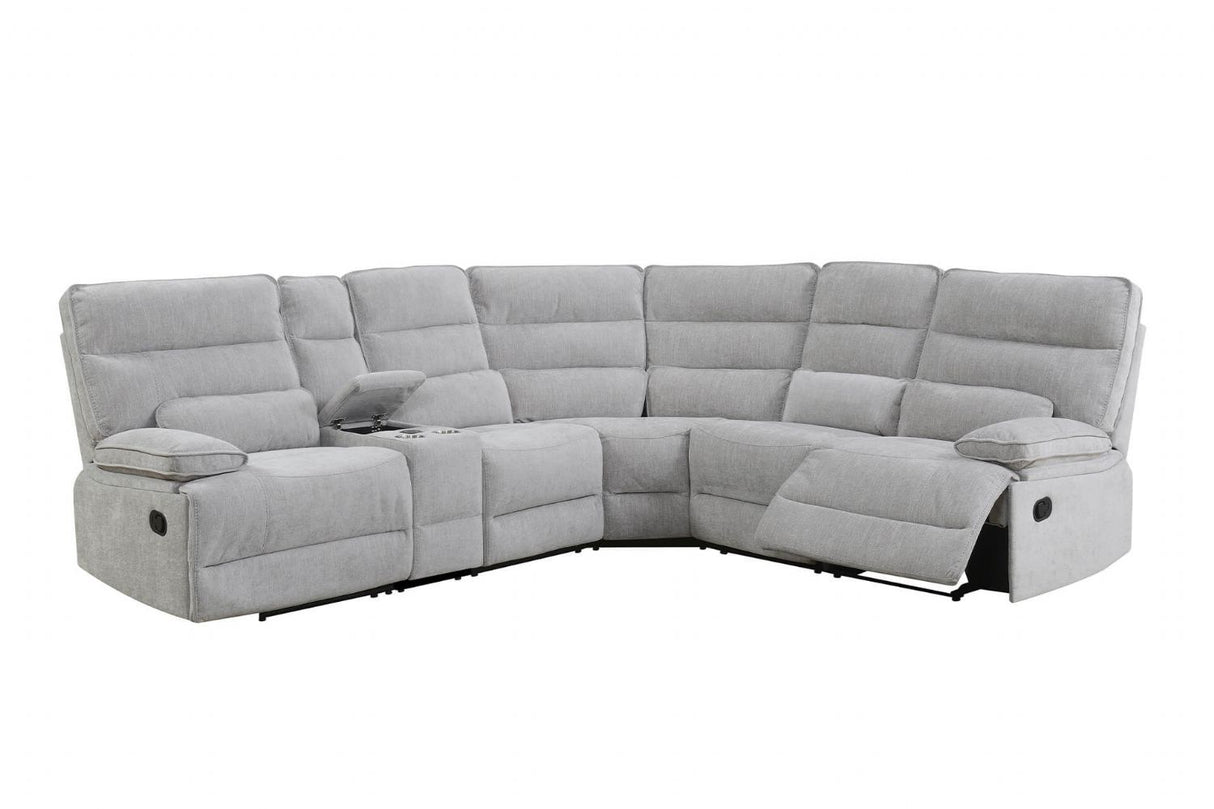Grey Fabric Large Corner Manual Recliner Sofa
