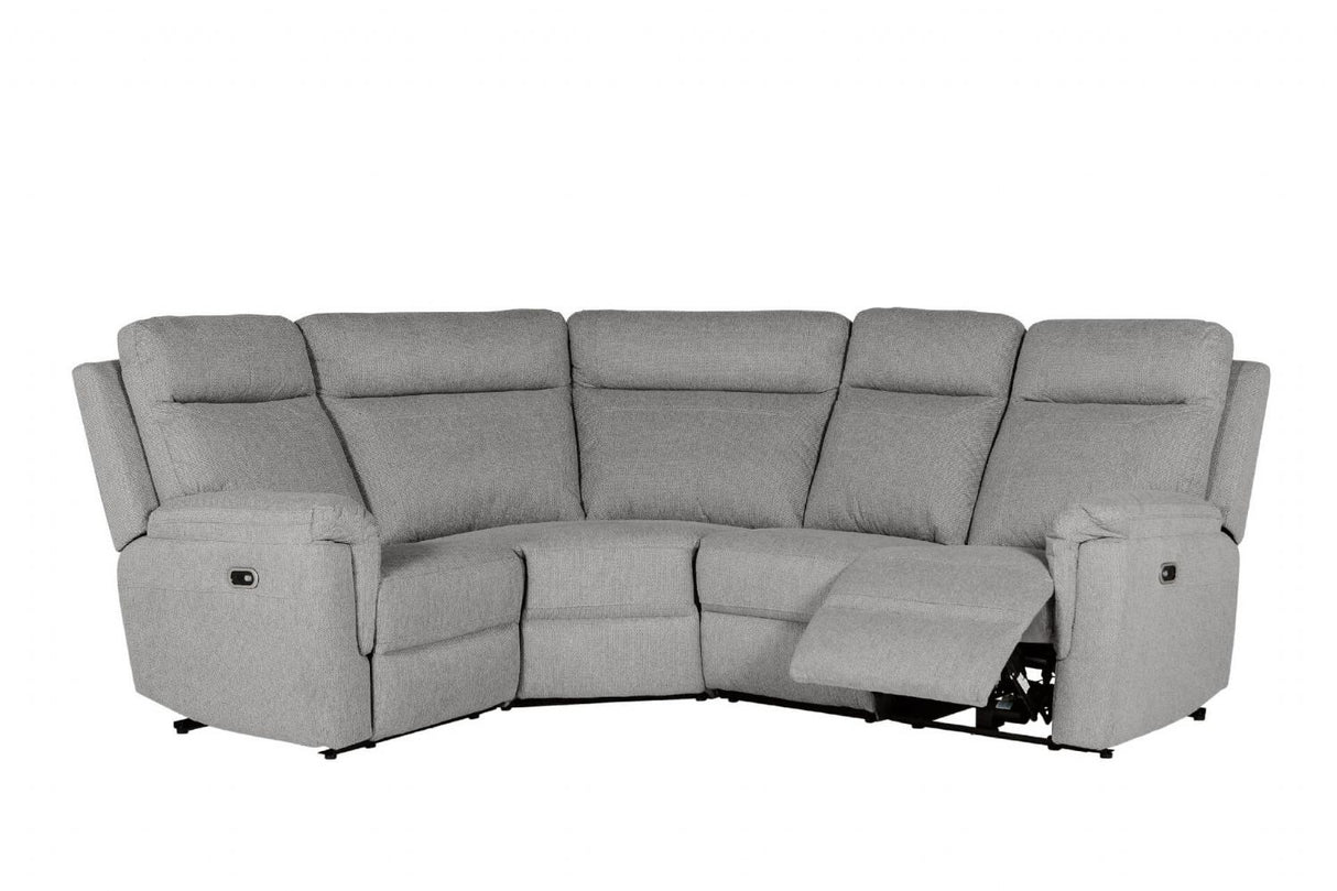 Grey Textured Fabric Electric Recliner Corner Group Sofa