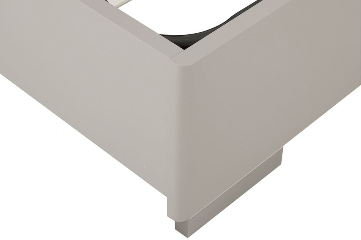 Grey Fabric Channel Tufted King Size Bed Frame with LED