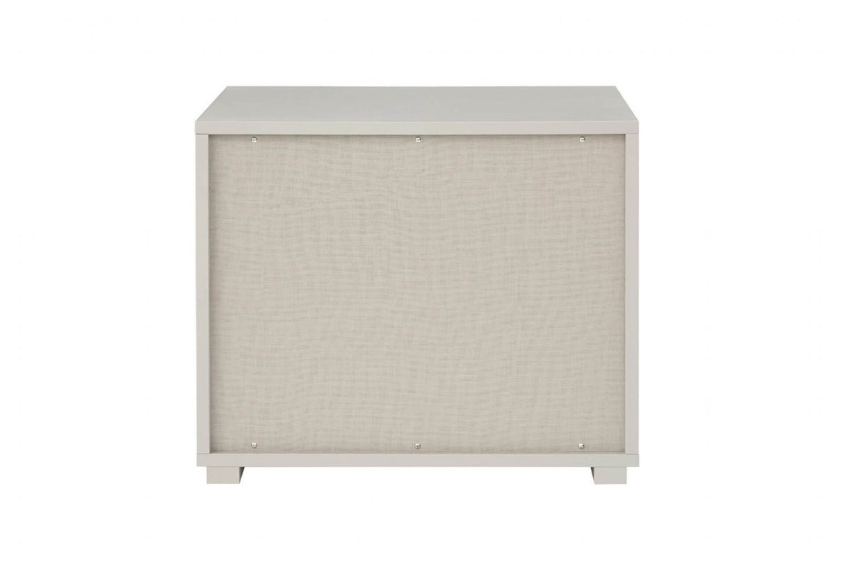 Grey Gloss Finish Wooden 2 Drawer Bedside Table