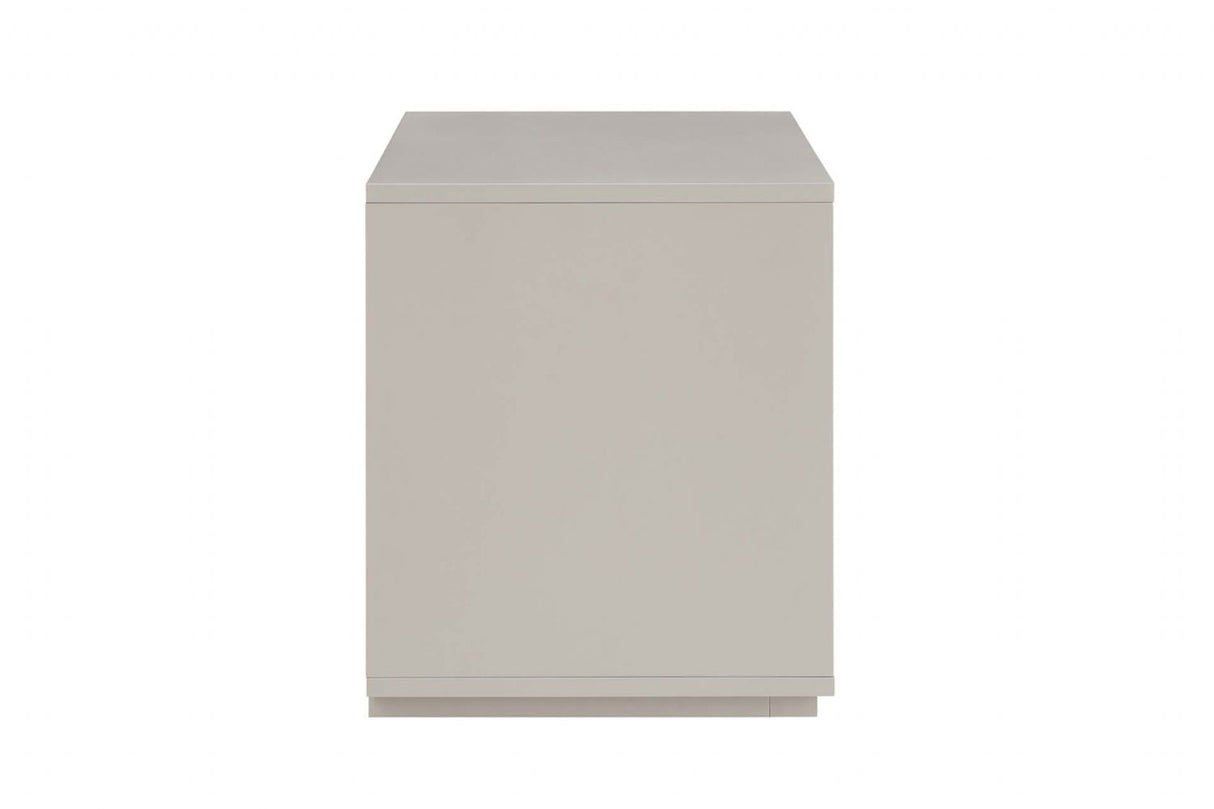 Grey Gloss Finish Wooden 2 Drawer Bedside Table