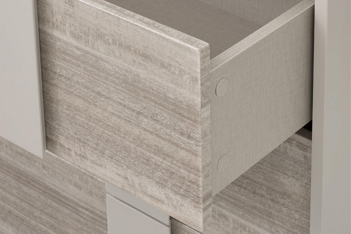 Grey Gloss Finish Wooden 4 Drawer Tall Chest Open Top