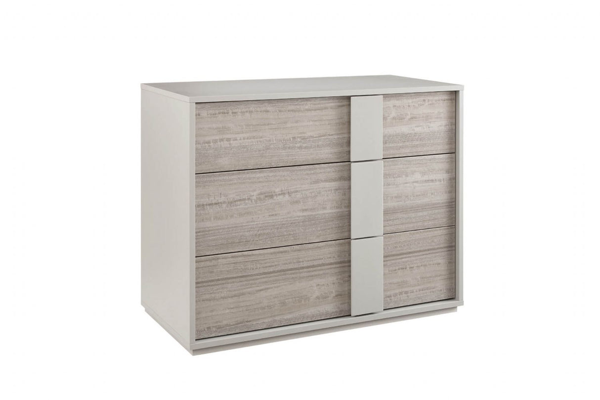 Grey Gloss Finish Wooden Chest of 3 Drawers