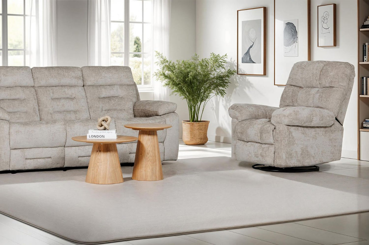Latte Textured Fabric Glider Swivel Recliner Chair