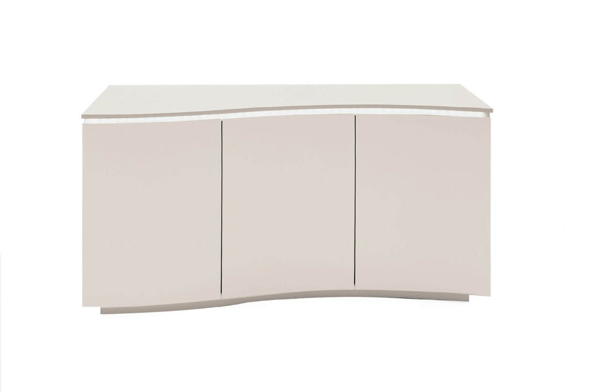 Putty Gloss Finish Wooden Wide Sideboard with LED