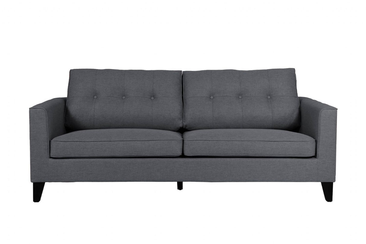 Charcoal Grey Fabric 3 Seater Sofa with Button Tufted
