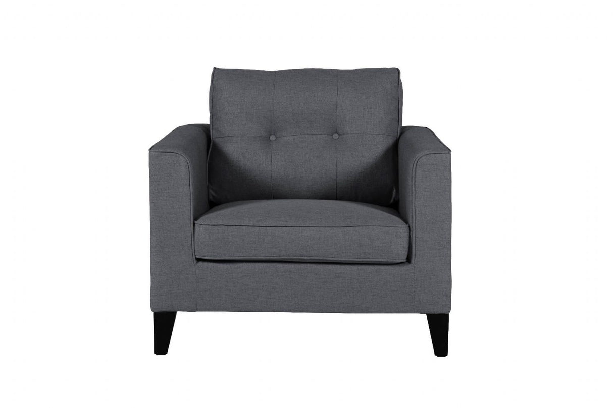 Modern Charcoal Grey Fabric Upholstered Single Seater Lounge Chair