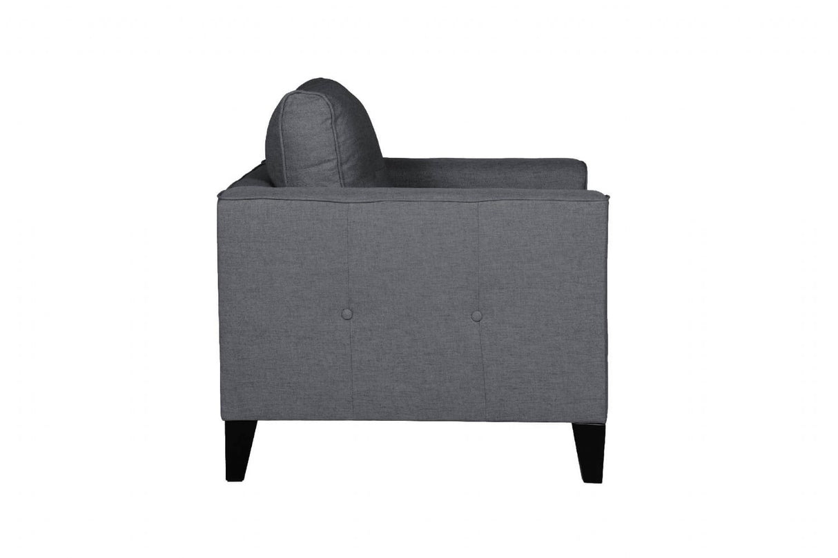 Modern Charcoal Grey Fabric Upholstered Single Seater Lounge Chair