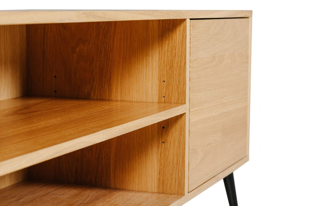 Natural Oak TV Media Unit with Cable Outlet