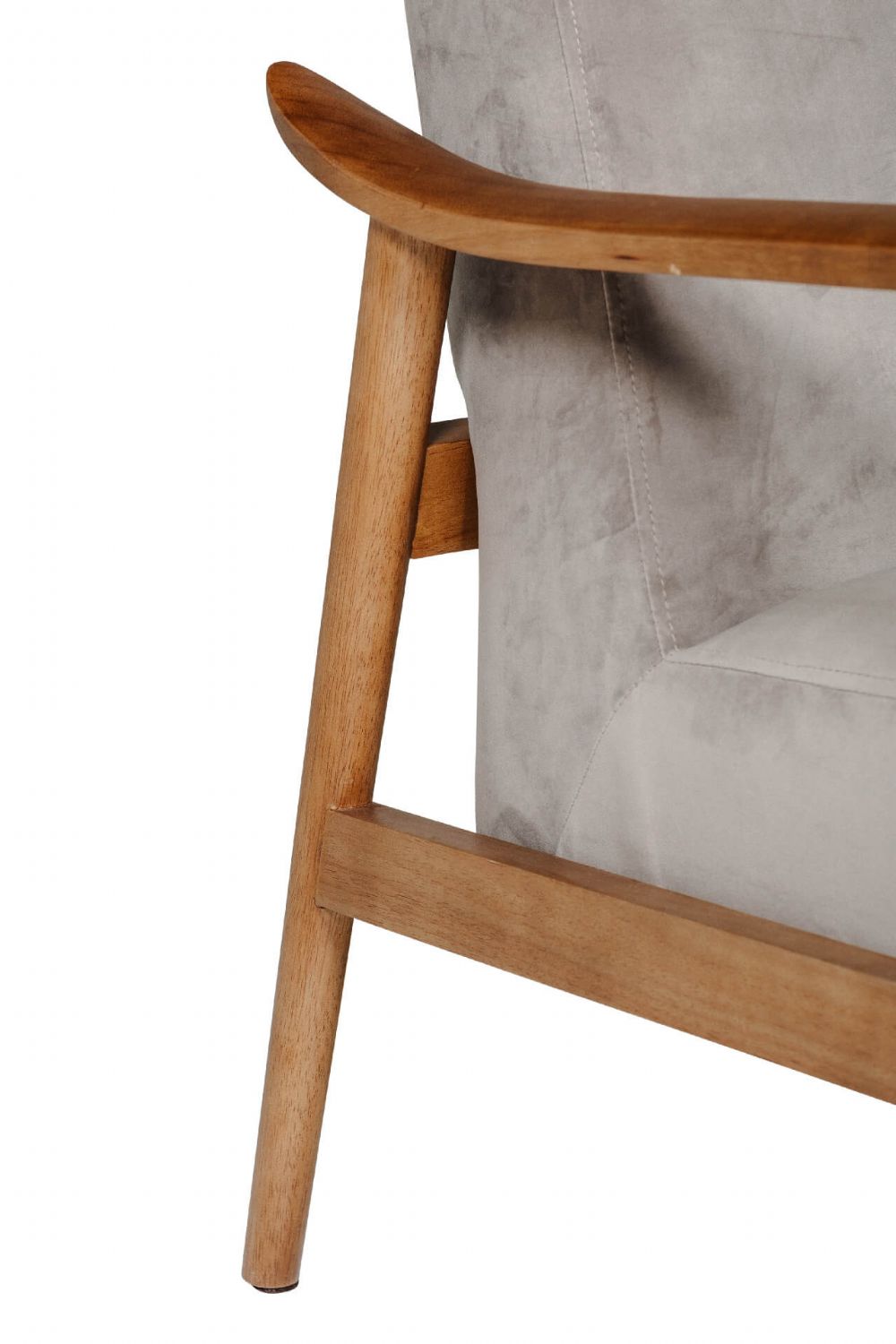 Taupe Chenille Fabric Accent Chair Rubberwood Framed