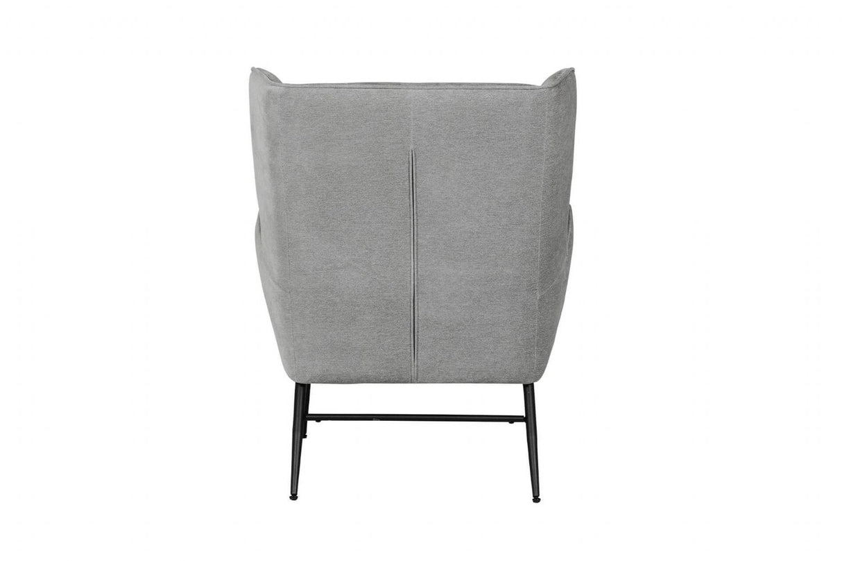 Grey Fabric Accent Wing Back Chair with Black Metal Legs