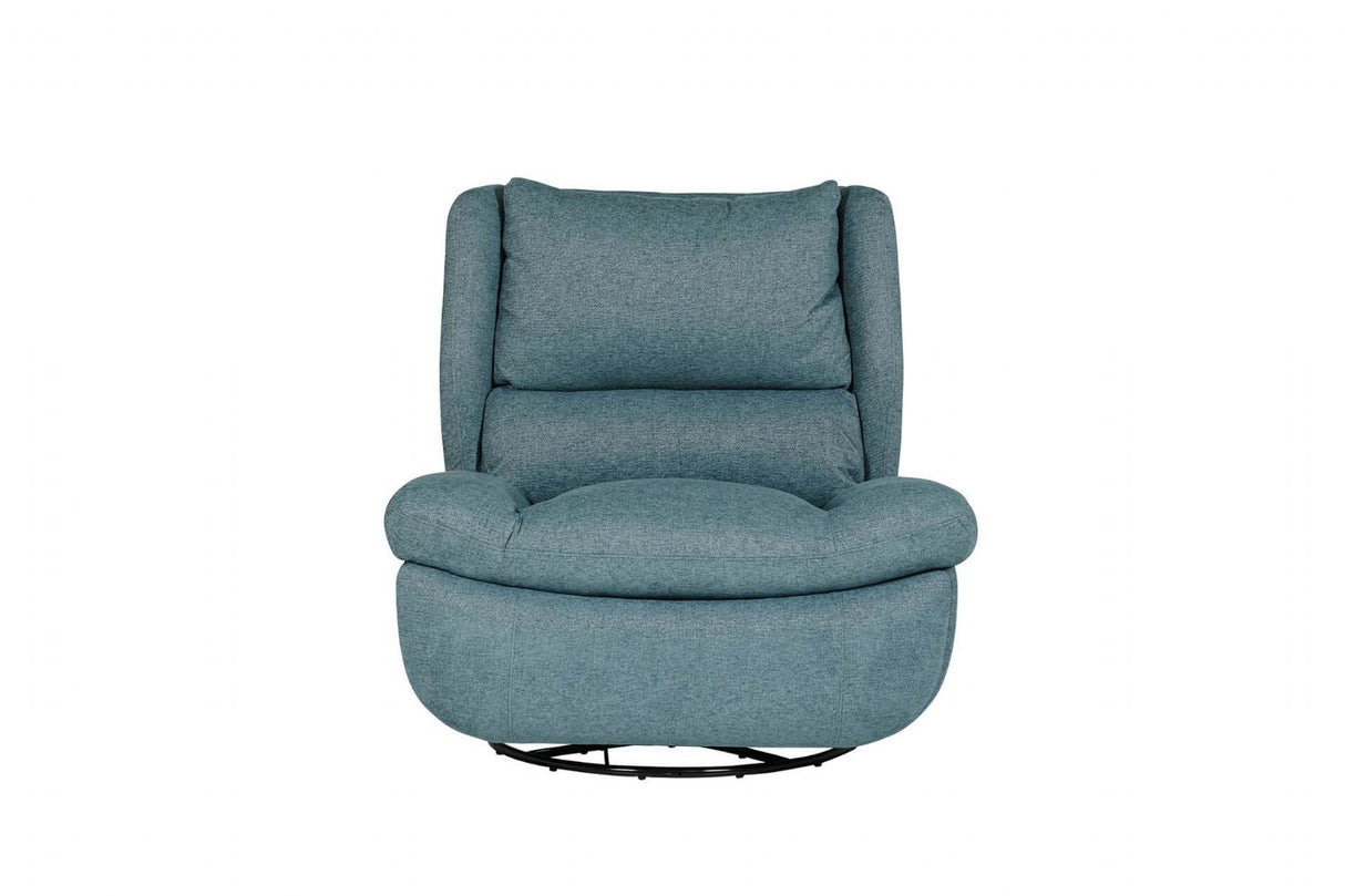 Marine Blue Fabric Electric Reclining Swivel Glider Chair