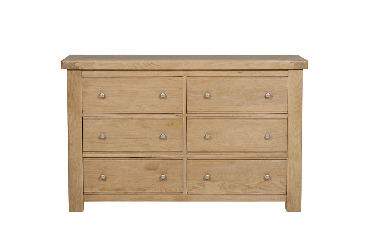 Natural Oak Wide Dressing Chest of 6 Drawers