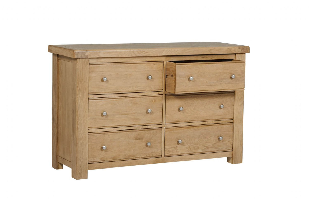 Natural Oak Wide Dressing Chest of 6 Drawers