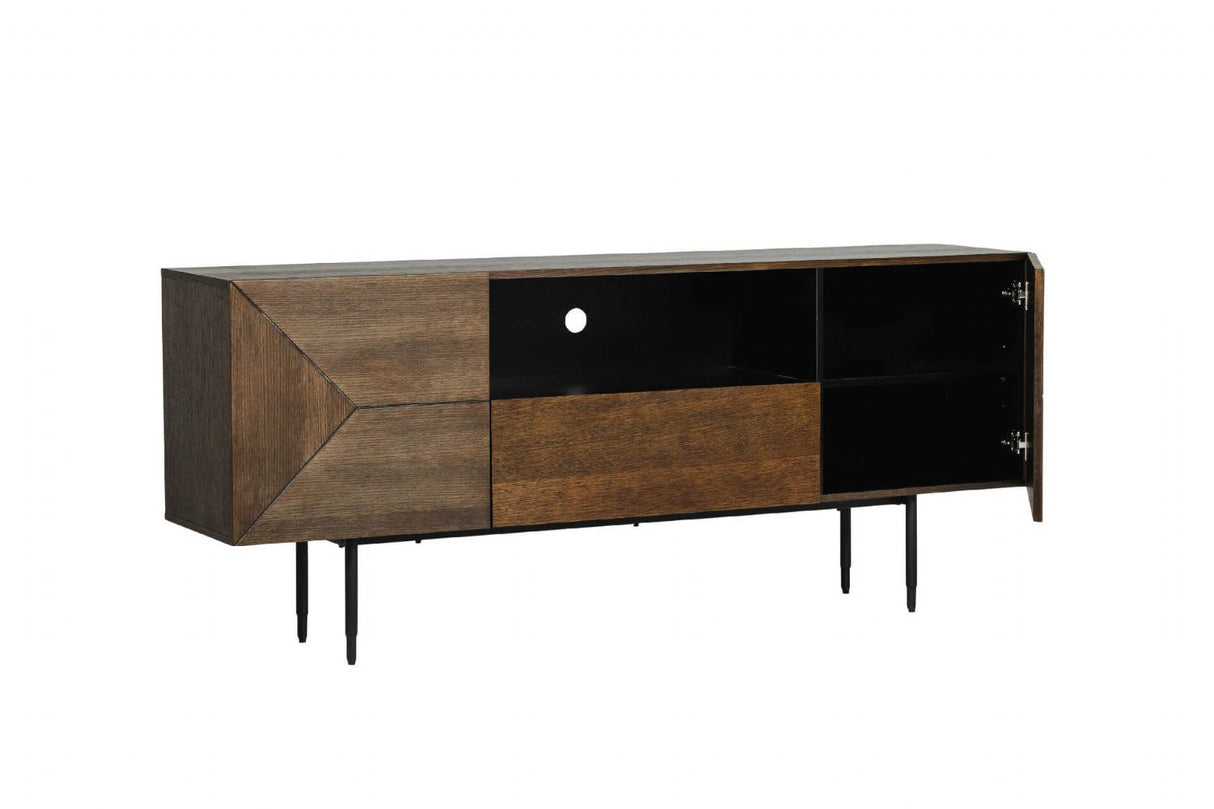 Brown Smoked Oak Large Sideboard with 2 Doors 1 Drawer