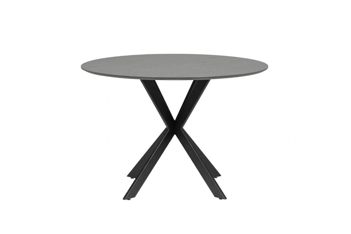 Smoke Melamine Top Round Crossleg Small Dining Table 110cm