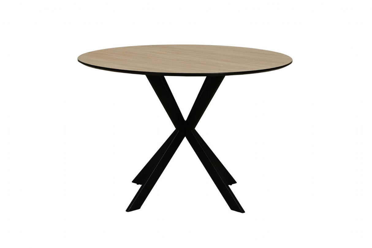 Oak Marble Effect Round Crossleg Small Dining Table 110cm