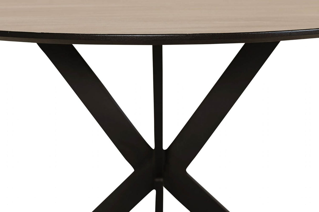 Oak Marble Effect Round Crossleg Small Dining Table 110cm