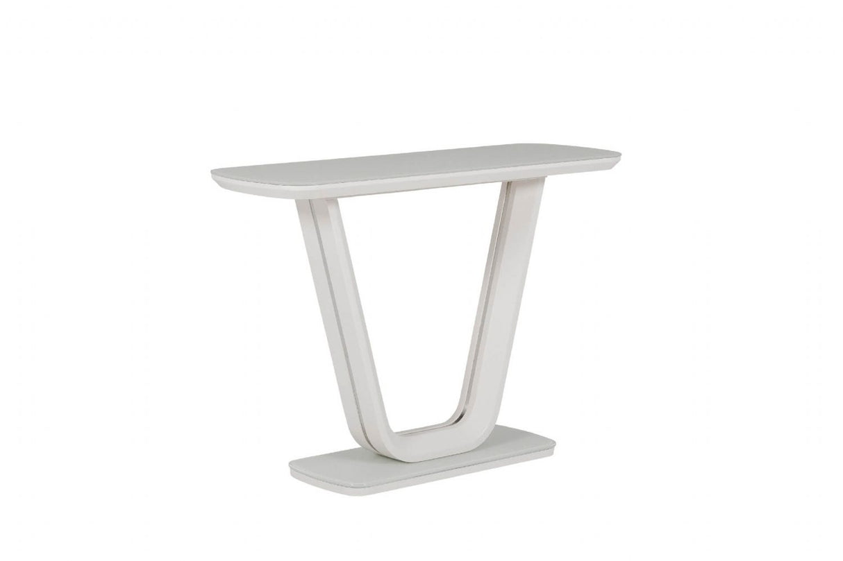 Putty Wooden Console Table Glass Top