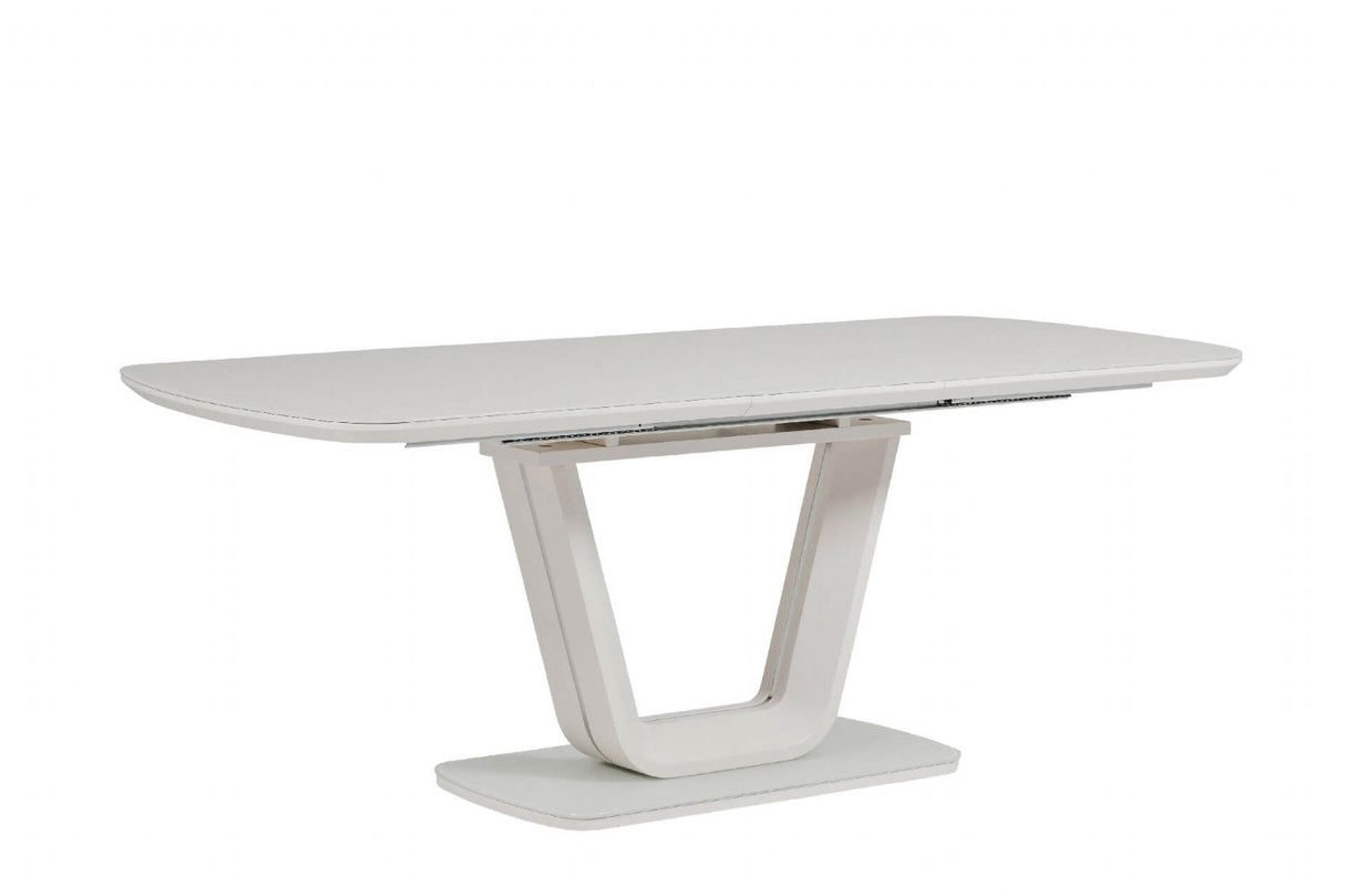 Putty Grey Extending Dining Table Glass Top 120 to 160cm