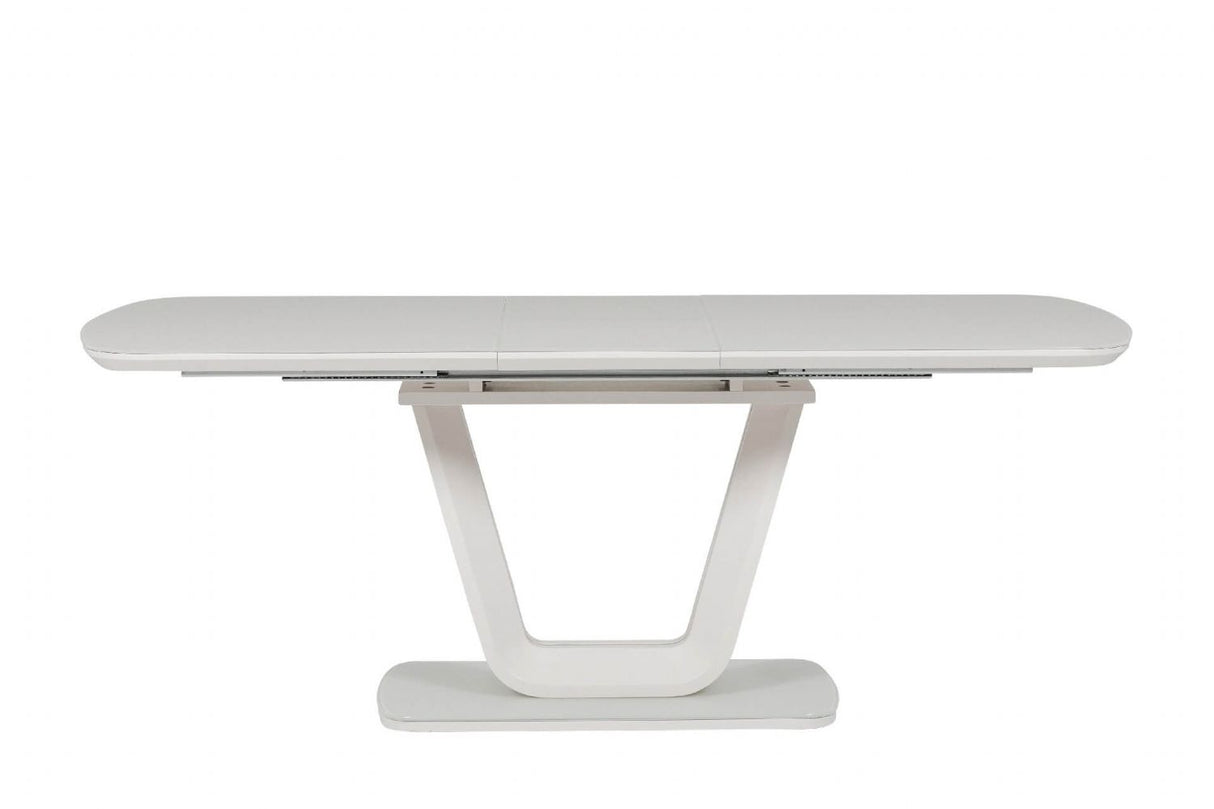 Putty Grey Extending Dining Table Glass Top 120 to 160cm