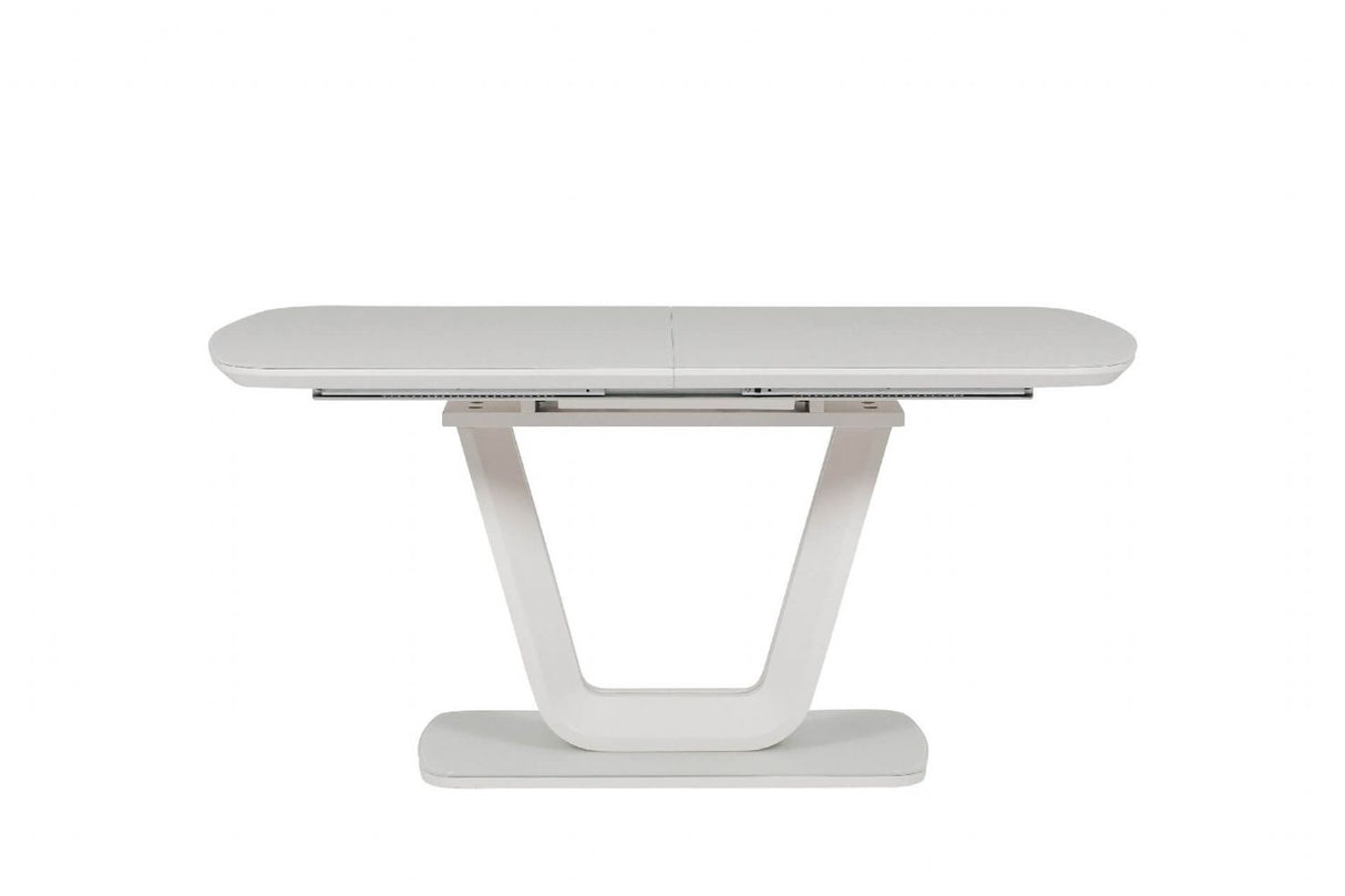 Putty Grey Extending Dining Table Glass Top 120 to 160cm