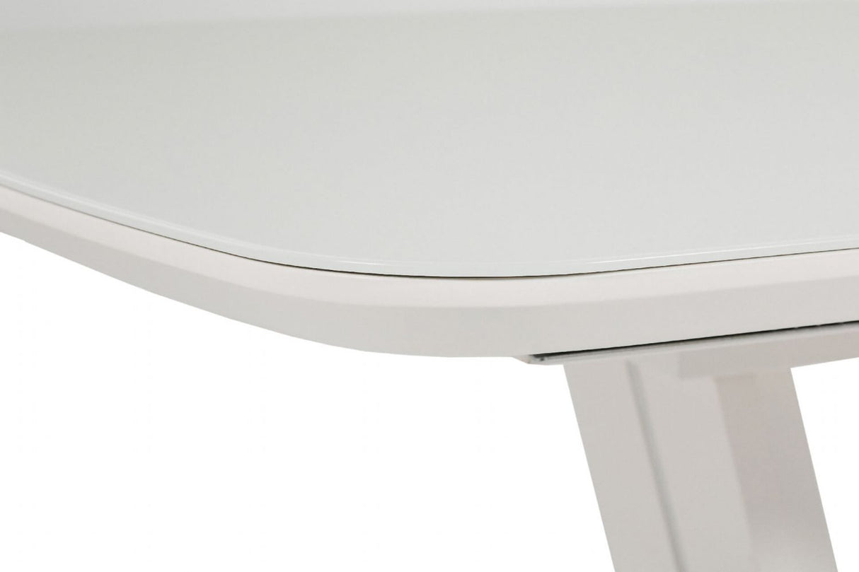 Putty Grey Extending Dining Table Glass Top 120 to 160cm