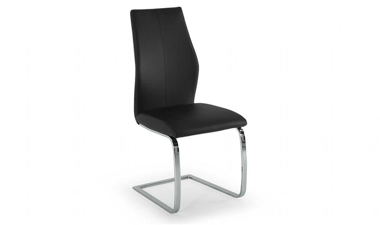 Black Leather Dining Chair Chrome Legs