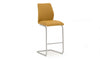 Orange Leather Bar Stool Chrome Cantilever Legs