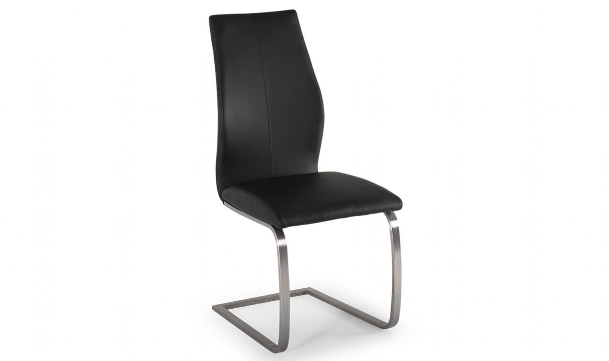Black Leather Dining Chair Steel Legs