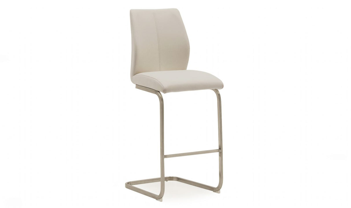 Taupe Cream Leather Effect Cantilever Bar Stool Steel Legs