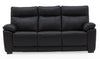 Black Leather Upholstered 3 Seater Sofa with Padded Armrests