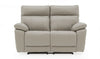 Light Grey Leather 2 Seater Manual Recliner Sofa
