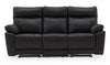 Black Leather 3 Seater Manual Recliner Sofa